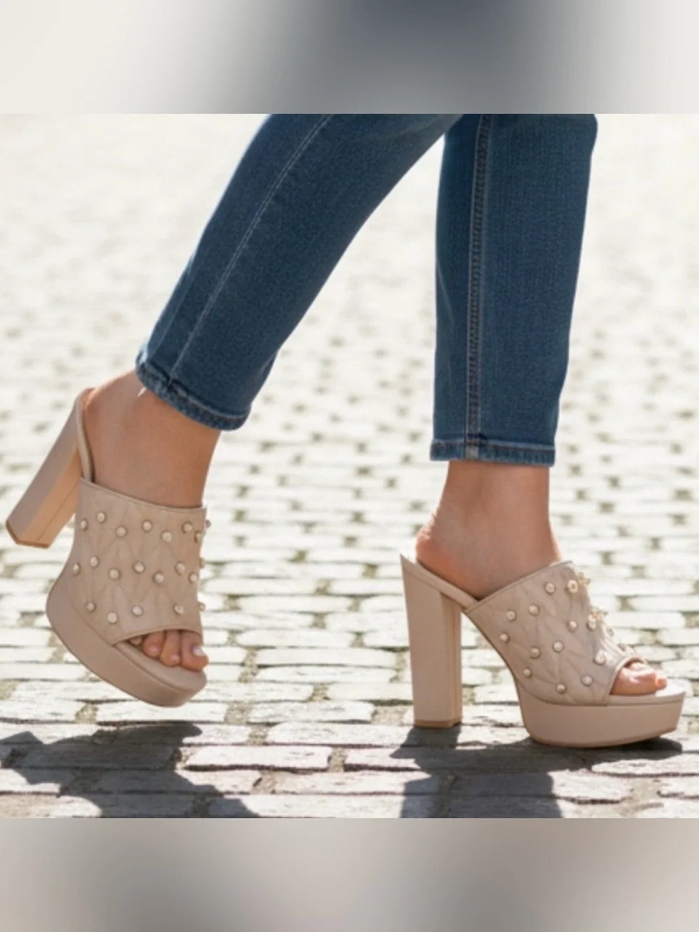 Karl Lagerfeld Pearl Studded AVIVA Platform Sandals